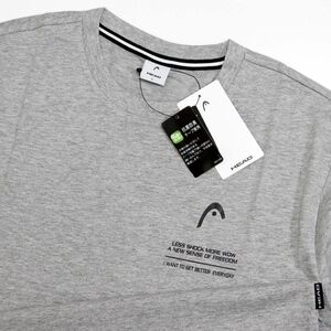 ●送料390円可能商品 ヘッド HEAD 新品 メンズ 抗菌防臭 トレーニング 半袖 Tシャツ 灰 Lサイズ [1242000A2H-10-L] 一 三 弐★QWER