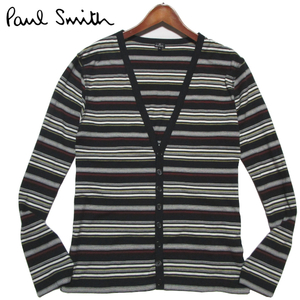 【ポールスミス】 マルチボーダー　カーディガン　コットン　ストレッチ　サイズL　ブラックベース　PS Paul Smith　ジョイックス