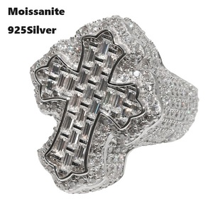 モアサナイト クロスデザイン リング Moissanite ピンキーリング シルバー .925Silver メンズ