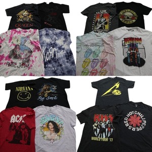 古着卸 まとめ売り 音楽・バンド 半袖Tシャツ 15枚セット (メンズ M ) レッチリ ACDC ローリングストーンズ デスロウ MS9848 1円スタート