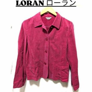 ★美品 LORAN ローラン トップス レディース 長袖ジャケット 前ポケット 大きいボタン 襟あり ショッキングピンク フリーサイズ nr2-018