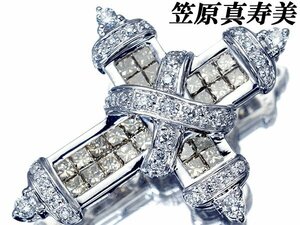 1円～【ジュエリー極】笠原真寿美 レ・エッセンシャル 天然ブラウンダイヤ1.35ct＆クリアダイヤ0.4ct 高級K18WGヘッド a1220rz【送料無料】