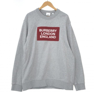 【中古】BURBERRY 19AW ロゴアップリケ クルーネックスウェット L 8021431 グレー バーバリー[240010445063]