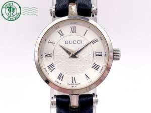 AL0604755　＃ GUCCI グッチ シェリーライン クォーツ QZ アナログ 腕時計 シルバー文字盤 ローマン ブラック 純正ベルト 純正金具