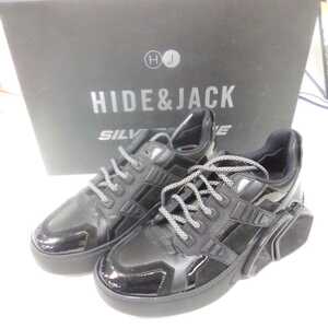 ●サ3995H◎H＆J　hide&jack　スニーカー　SILVER STONE　Total Black　38　MADE IN ITALY◎