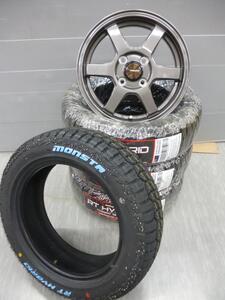 新品★セット★S-6★モンスターR/T★155/65R14★ホワイトレター★ゴツゴツタイヤ★軽トラック・軽バン・ハイゼット・エブリー★G