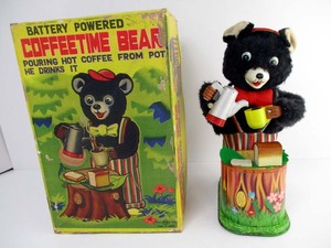 希少　野村トーイ　1950年代製　Coffee Time Bear　完動極美品　高さ約25cm