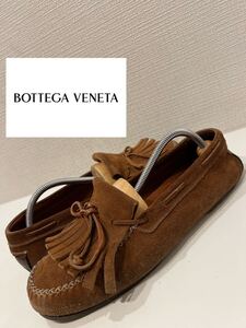 ★イタリア製★BOTTEGA VENETA★ボッテガヴェネタ★モカシン★スリッポン★フリンジ★スエード★レザー★ブラウン★茶色★42★27.0cm★