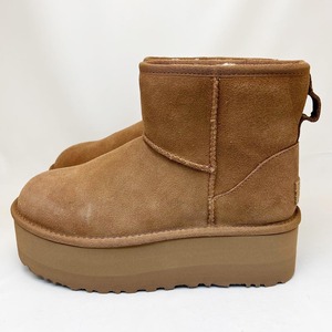 新品 UGG アグ 厚底レディースブーツ クラシック ミニ プラットフォーム チェスナット 24.0cm