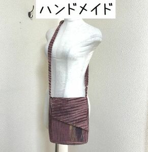 ハンドメイド ぶひ屋 和 ツィード ショルダーバッグ ピンク