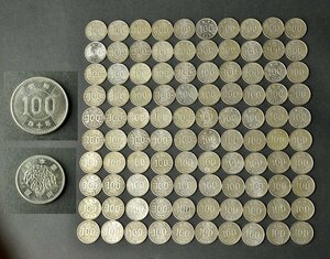 【稲穂百円100枚】昭和34年～41年 稲穂百円銀貨・100枚 100円銀貨まとめ約477g・状態が良い物もあり★日本古美術古銭古玩骨董硬貨YB2456-2