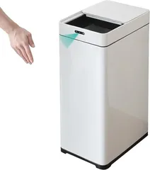 [山善] ゴミ箱 自動 スライド開閉 センサー式 42L (45Lゴミ袋対応) 幅25×奥行34×高さ61.5cm ごみ箱 ふた付き 電池式 完成品 ホワイト HST-45(WH)