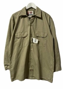 未使用品 ディッキーズ Dickies ワークシャツ 長袖 M サンドベージュ トップス メンズ