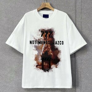 一枚限定・半袖Tシャツ 定価2万◆Emmauela・イタリア・ミラノ発◆コットン100％ ソフト 通気 上品 オシャレ イラスト カットソー ゆったりL