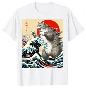 男女兼用半袖Tシャツ・柄物・綿100％、高品質・色：白