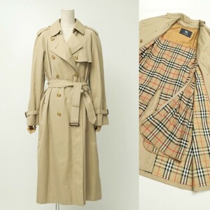 TI1411■バーバリー/BURBERRY*コットン*トレンチコート*ロングコート*ウールライナー付き*ベルト*撥水*ギャバジン*ベージュ系*size9AR