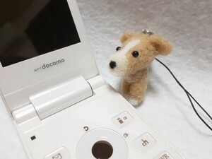 羊毛フェルト ハンドメイド 仔犬 イタグレ　フォーンちゃん ストラップ 