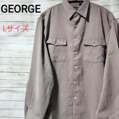 GEORGE フェイクスウェード シャツ ダブルポケット グレー L