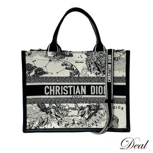 美品 DIOR ディオール ブックトート ミディアム エンブロイダリー M1324CETW_M06E 購入レシート付 ホワイト レディース トートバッグ