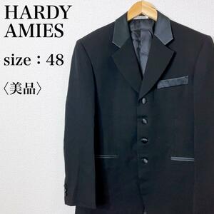 【美品】HARDY AMIESハーディエイミス 高級感 スーツ フォーマル ウールタキシード 結婚式 パーティー 二次会 ジャケット い35