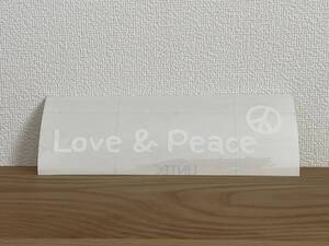 ■□ Love ＆ Peace ラブ アンド ピース カッティング ステッカー □■ 愛 平和 手書き風 シール デコ ホワイト