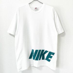 ■激レア■90s NIKE 裾 ビッグロゴ Tシャツ M L相当 ナイキ ピッグスウォッシュ 80s USA製 ビンテージ