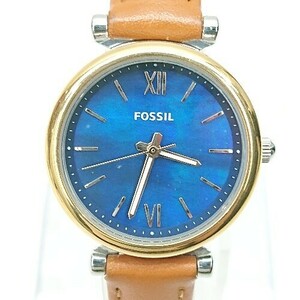 ◇ FOSSIL フォッシル 動作未確認 ３針 上品 大人 オフィス キレイめ 腕時計 ウォッチ キャメル ネイビー レディース E 1405140021776