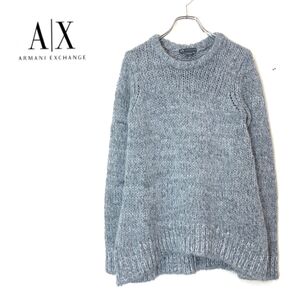 1D1075-J-N◆ARMANI EXCHANGE アルマーニエクスチェンジ モヘヤ混ニット◆グレー ミックスカラー セーター サイズS/P メンズ 紳士服 秋冬