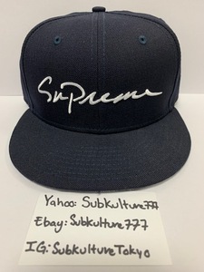 【新品】 Supreme　シュプリーム　Box Logo New Era ニューエラ Script Logo　7 1/4 rare new キャップ ネイビー　帽子　希少