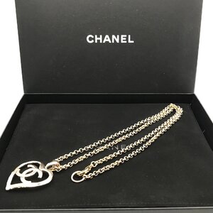 超美品 CHANEL シャネル ココマーク ハートモチーフ ロング ネックレス アクセサリー B22P シルバー a1305