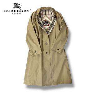 【美品】BURBERRY Burberrys バーバリー コットン シングル ステンカラーコート トレンチコート ノバチェック ベージュ 9ARサイズ