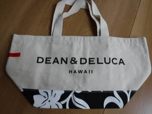 税不要特価 新品 正規品!DEAN＆DELUCA ディーン＆デルーカ ハワイ限定 花柄 ハイビスカス柄 大きめロゴ トートバッグ♪エコバッグ⑯