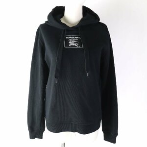 良品△BURBERRY バーバリー 2023年製 8063475 PRORSUM LABEL HOODIE ロゴ フーデッド スウェット パーカー ブラック M 正規品 レディース