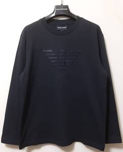 [新品] 14A(14歳) EMPORIO ARMANI / JUNIOR　イーグルロゴ入り【長袖Tシャツ(ロンT)】◆2024-25年秋冬モデル　男の子用 166cm　◆色：紺