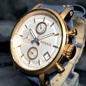 FOSSIL フォッシル オリジナルボーイフレンド クロノグラフ レザーウォッチ ブルー クォーツ 腕時計 デイト 3針 24d菊MZ