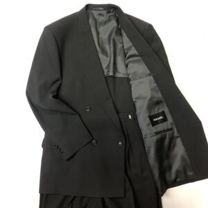 礼服買うならココ【人気の礼服★サイズYA8】新品タグ付き　4つボタンダブルスーツ　漆黒フォーマル　 2タック★ノーベンツ 　アジャスター