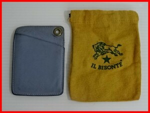 IL BISONTE　イルビゾンテ　パスケース　ターコイズ　保護袋付き　中古　2408★M-1535