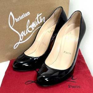 美品☆人気デザイン☆Christian Louboutin クリスチャンルブタン ハイヒール パンプス ブラック 36 黒 RON RON 100 PATENT CALF パテント