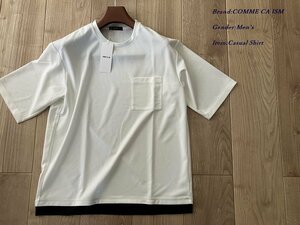 新品訳有り COMME CA ISM MEN コムサイズム メン ストレッチポンチ フェイクレイヤード Tシャツ 01ホワイト Mサイズ 60TC13 定価3,200円