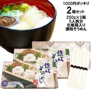 ヤフオク 1000円ポッキリ そうめん 化粧箱入り讃岐そうめん 2箱セット 5人前分 500g (1箱250g 50g×5束 5人前分) 個包装