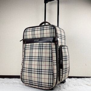 極美品 BURBERRY バーバリー キャリーケース トランクケース 旅行バッグ ナイロン ファスナー キャスター 2輪 ステッチ ノバチェック 黒