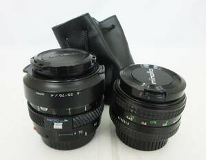 SH6297【カメラレンズ】2個★MINOLTA AF ZOOM 35-70mm 1:4★ミノルタ MD ROKKOR 50mm 1:1.4★良品★