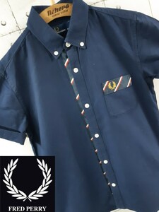 SALE！売り切り！XS FRED PERRY FRONT TAPE BD SHIRT フレッドペリー　ボタンダウン　半袖　シャツ　テープ　