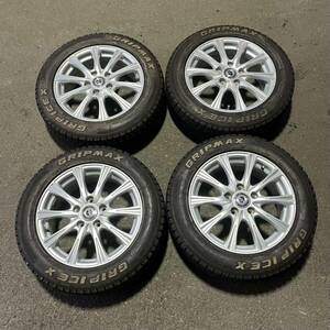 【5370】195/60R16 4本セット冬タイヤGRIPMAX CRIP ICE Xバリ山【2021年】アルミンホイール 16X6 1/2J PCD114.3/5H