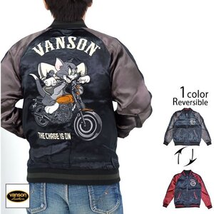 vanson×TOM＆JERRY リバーシブルスカジャン◆vanson ブラックXLサイズ TJV-2507 バンソン ヴァンソン トムとジェリー 刺繍 スーベニア