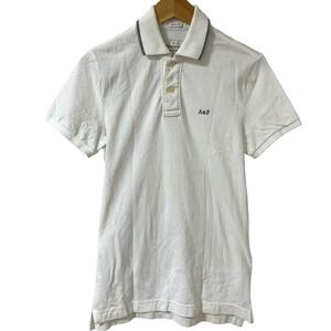 Abercrombie&Fitch アバクロンビーアンドフィッチ 半袖 ポロシャツ トップス ホワイト 古着 メンズ ブランド 英字ロゴ