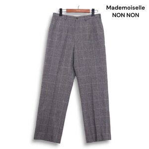 Mademoiselle NON NON マドモアゼルノンノン ウール100%♪ チェック スラックス パンツ Sz.42 レディース 灰 大きいサイズ　K4B00953_B#Q