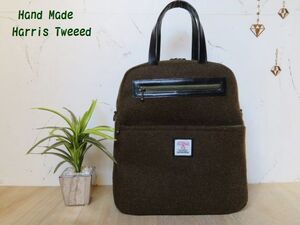 ハンドメイド☆ハリスツイード《Olive Green無地》☆３ｗａｙリュックバッグ♪♪♪