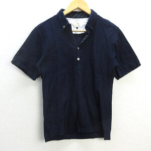 G■ユナイテッドアローズ/UNITED ARROWS B＆Y 半袖BDポロシャツ【L】紺/men