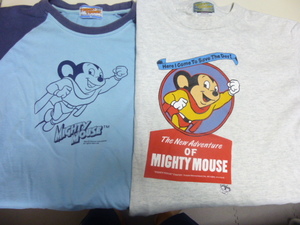 美品 Mighty Mouse マイティマウス アメリカ製 半袖Tシャツ【2枚セット】 Terry-Toons社製 80年代のアメコミ 染み込みプリント